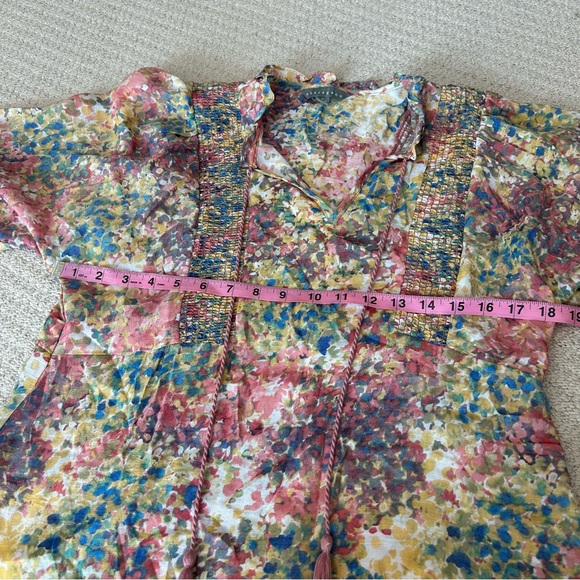 Sharagano Abstract Smocked Peasant Blouse - Picture 7 of 7